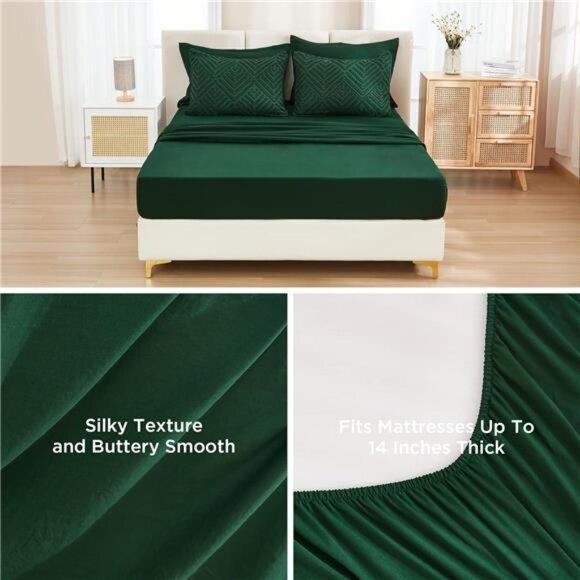 Andency King Size Comforter Set 7 Pieces Dark Emerald Green - Bed in a Bag King - Picture 4 of 8